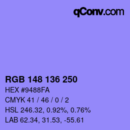 Color code: RGB 148 136 250 | qconv.com