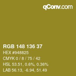 Color code: RGB 148 136 37 | qconv.com