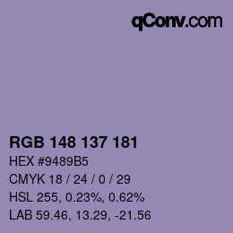 Farbcode: RGB 148 137 181 | qconv.com