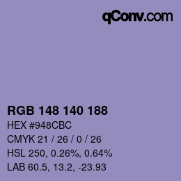 Código de color: RGB 148 140 188 | qconv.com