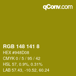 Color code: RGB 148 141 8 | qconv.com