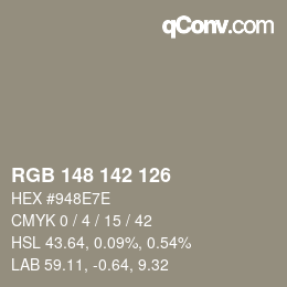 Color code: RGB 148 142 126 | qconv.com