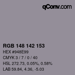 Color code: RGB 148 142 153 | qconv.com