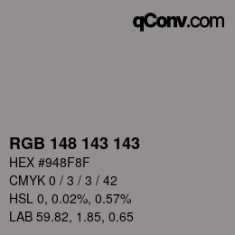 カラーコード: RGB 148 143 143 | qconv.com
