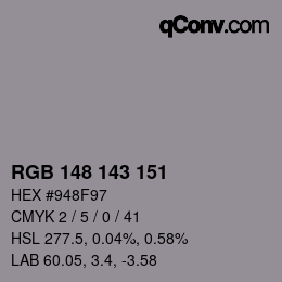 Farbcode: RGB 148 143 151 | qconv.com