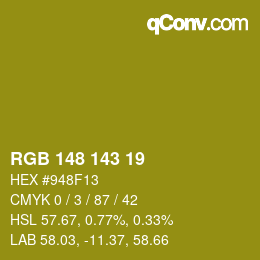 Color code: RGB 148 143 19 | qconv.com