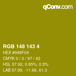 Color code: RGB 148 143 4 | qconv.com