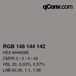 Código de color: RGB 148 144 142 | qconv.com