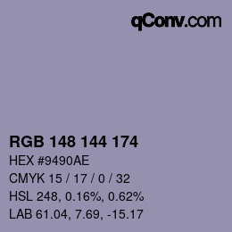 Color code: RGB 148 144 174 | qconv.com
