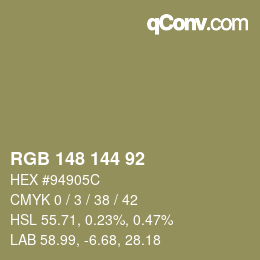 カラーコード: RGB 148 144 92 | qconv.com