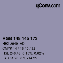 Color code: RGB 148 145 173 | qconv.com