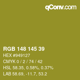 カラーコード: RGB 148 145 39 | qconv.com