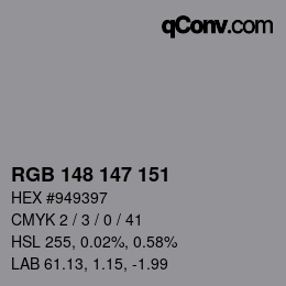 Código de color: RGB 148 147 151 | qconv.com