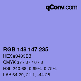 Color code: RGB 148 147 235 | qconv.com