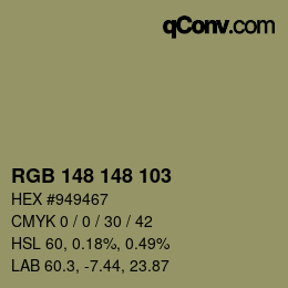 Color code: RGB 148 148 103 | qconv.com