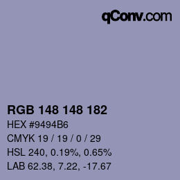 カラーコード: RGB 148 148 182 | qconv.com