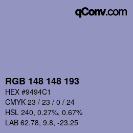 カラーコード: RGB 148 148 193 | qconv.com