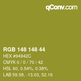 Color code: RGB 148 148 44 | qconv.com