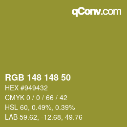 Color code: RGB 148 148 50 | qconv.com