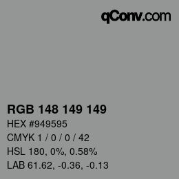 Farbcode: RGB 148 149 149 | qconv.com
