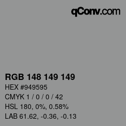 Farbcode: RGB 148 149 149 | qconv.com