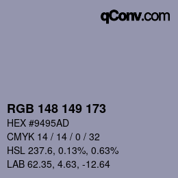 Color code: RGB 148 149 173 | qconv.com