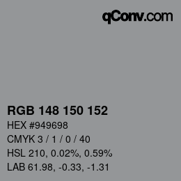 Farbcode: RGB 148 150 152 | qconv.com