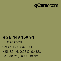 Color code: RGB 148 150 94 | qconv.com