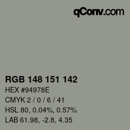 Color code: RGB 148 151 142 | qconv.com