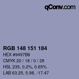颜色代码: RGB 148 151 184 | qconv.com