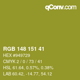 Color code: RGB 148 151 41 | qconv.com