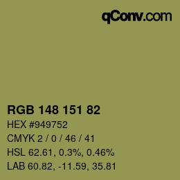 Color code: RGB 148 151 82 | qconv.com