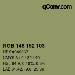 颜色代码: RGB 148 152 103 | qconv.com
