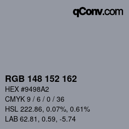Farbcode: RGB 148 152 162 | qconv.com