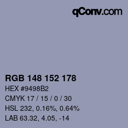颜色代码: RGB 148 152 178 | qconv.com
