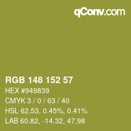 カラーコード: RGB 148 152 57 | qconv.com