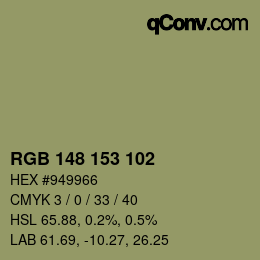 Farbcode: RGB 148 153 102 | qconv.com
