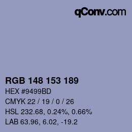 Color code: RGB 148 153 189 | qconv.com