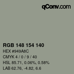 Color code: RGB 148 154 140 | qconv.com