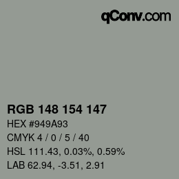 Farbcode: RGB 148 154 147 | qconv.com