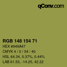 カラーコード: RGB 148 154 71 | qconv.com