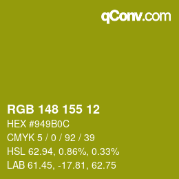 カラーコード: RGB 148 155 12 | qconv.com