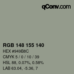 Farbcode: RGB 148 155 140 | qconv.com