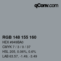 颜色代码: RGB 148 155 160 | qconv.com