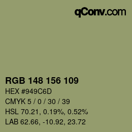 颜色代码: RGB 148 156 109 | qconv.com