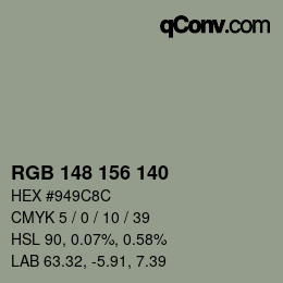 Código de color: RGB 148 156 140 | qconv.com