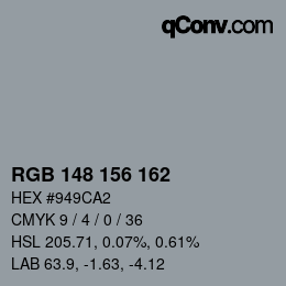 Farbcode: RGB 148 156 162 | qconv.com