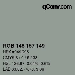 カラーコード: RGB 148 157 149 | qconv.com