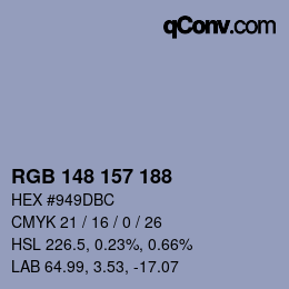 Color code: RGB 148 157 188 | qconv.com