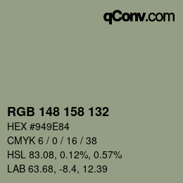 カラーコード: RGB 148 158 132 | qconv.com